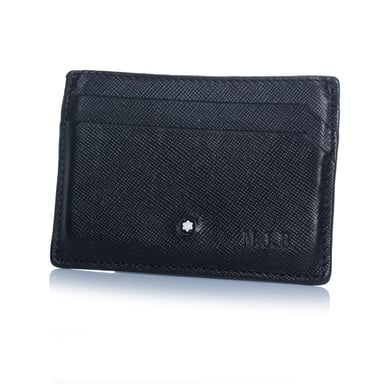 Montblanc, structured leather card holder in black