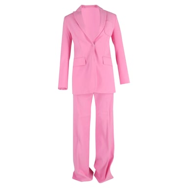 Joseph blazer en broekset met enkele rij knopen in roze wol