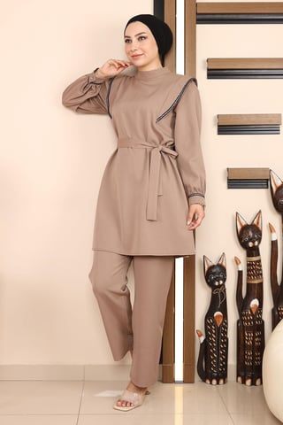 Stripe Detailed Suit Mink