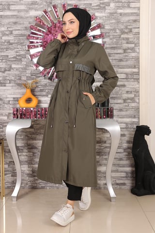 Text Detailed Huva Jacka Khaki