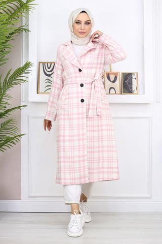 Plaid Chanel Cashmere Coat Pink