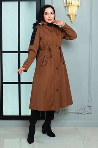 Garni Detailed Kappa Brun-beige