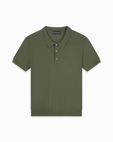 Black Bananas Ribbed Knit Polo, Green