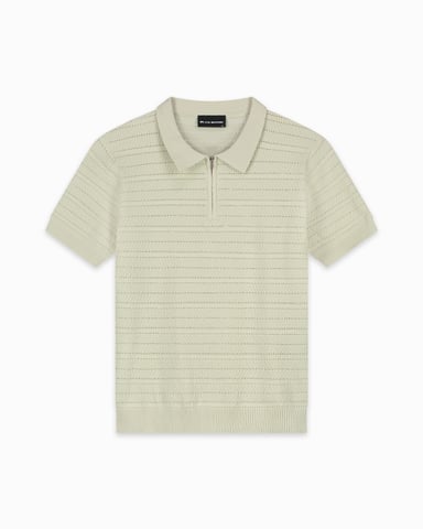 Black Bananas Textured Zip Polo, Grey