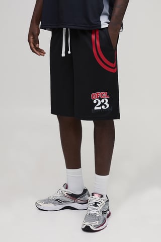 Baggy Fit Mesh Varsity Jersey Shorts