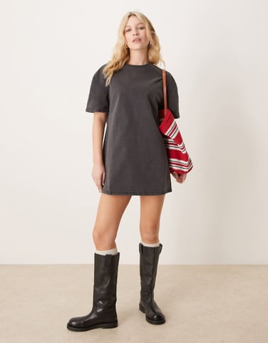 ASOS DESIGN denim t-shirt dress in black