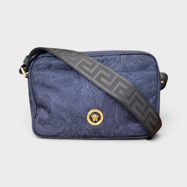 Versace Medusa Logo Jacquard Crossbody Bag Navy Black