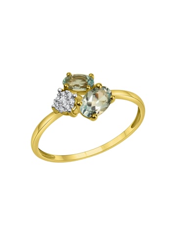 Fascination by Ellen K. Ring 375/- Gelbgold bicolor Blautopas und Zirkonia