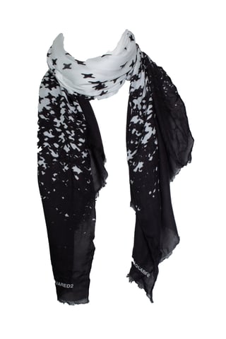 Dsquared2, black and white printed scarf