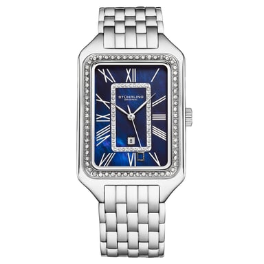 Stührling Lustra 4061 rechthoekig quartz modehorloge met kristallen, 32 mm