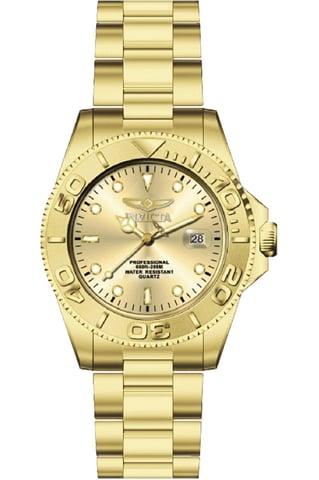 Invicta Pro Diver 69523 Men's Watch - Quartz Movement - Stainless Steel with Gold Dial - 43 mm