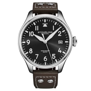 Stührling Airman 4078 Quartz heren pilotenhorloge van 43 mm