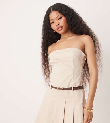 Miss Selfridge Petite skräddarsydd bandeau mini klänning i sten