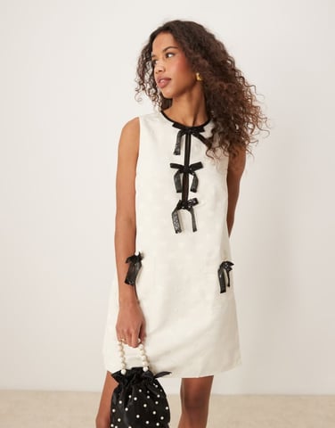 Sister Jane bow mini dress in ivory cream