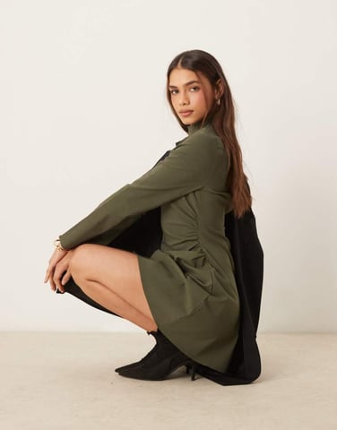 ASOS DESIGN sculpt high neck mini dress in khaki