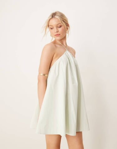 ASOS DESIGN bomull trapezklänning i iskall mint