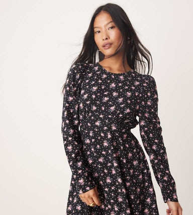 Miss Selfridge Petite yoke detail mini dress in print