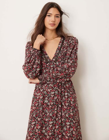 Miss Selfridge trimmed maxi dress in multi print