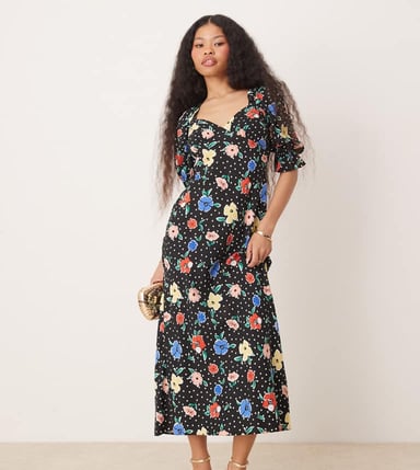 Miss Selfridge Petite midi tea dress in floral print