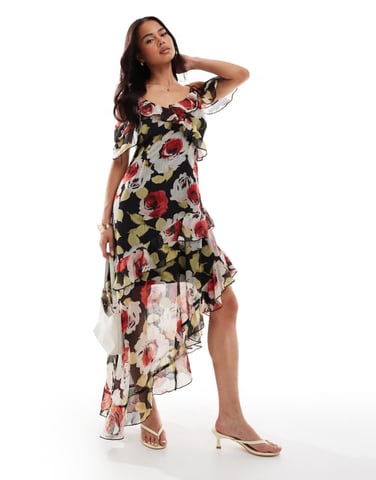 Miss Selfridge ruffle maxi dress in floral print