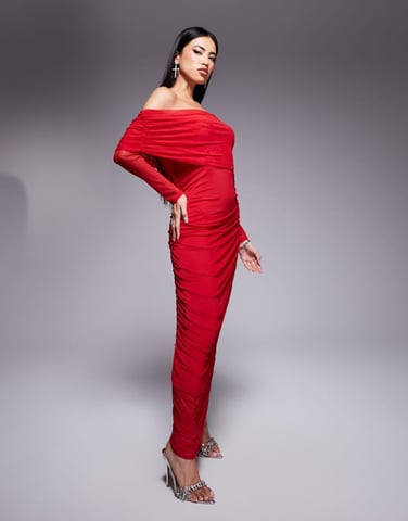 Never Fully Dressed ruched midaxi dress in red