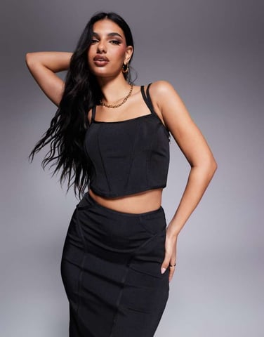 ASOS DESIGN co-ord bandage corset cami top in black