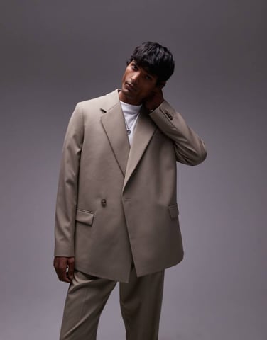 Topman relaxed suit jacket in stone