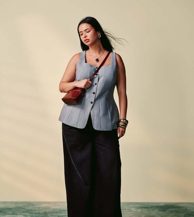 ASOS DESIGN Curve korsett väst med korsrutigt mönster i grått