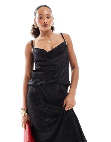 Object jacquard cami top co-ord in black