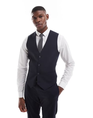 ASOS DESIGN skinny suit waistcoat in navy