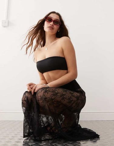 Monki mix and match bandaeu bikini top in black