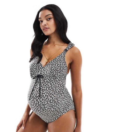 Mamalicious Maternity swimsuit in leopard print