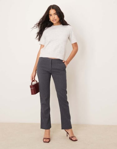 Abercrombie & Fitch tailored pinstripe trousers in grey