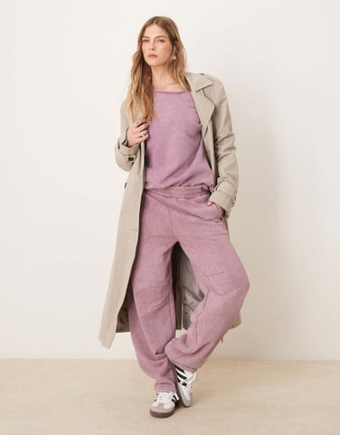 ASOS DESIGN barrel leg jogger in washed purple