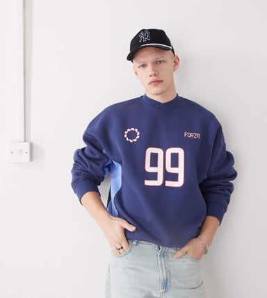 COLLUSION football sweatshirt in blue