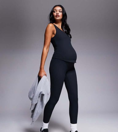 4505 Maternity soft touch rib high waist gym legging in black