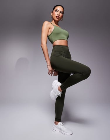 4505 Icon active bum sculpt high waist gym legging with inner pocket in moss green