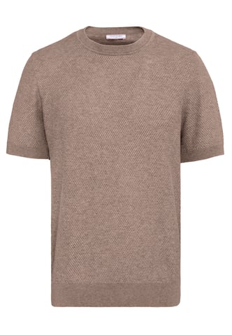 T-Shirt Basic Crew Neck Buttoned Knit T-Shirt