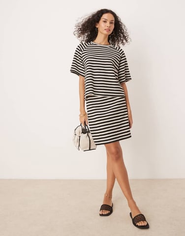 Vila crochet knit mini skirt co-ord in black and white