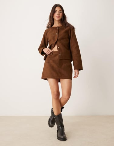 ASOS DESIGN faux suede mini skirt in tan