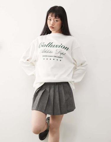 COLLUSION pleated mini kilt in grey