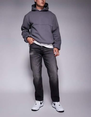 ASOS DESIGN straight stretch jeans in washed black