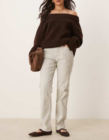 ASOS DESIGN straight leg herringbone flock jean in grey