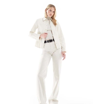 ONLY Tall Juicy high waisted wide leg jeans in ecru