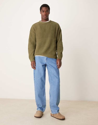 ASOS DESIGN super baggy jeans in mid wash blue