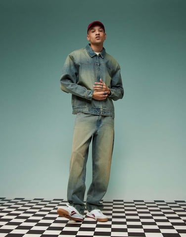 ASOS DESIGN baggy jeans with tint in mid wash blue