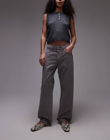 ARKET Shore low waist relaxed boyfriend fit jeans in soft grey wash