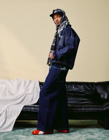 ASOS DESIGN co-ord loose jeans with embroidery detail in indigo