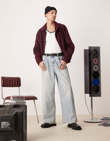 ASOS DESIGN loose jean in light wash blue