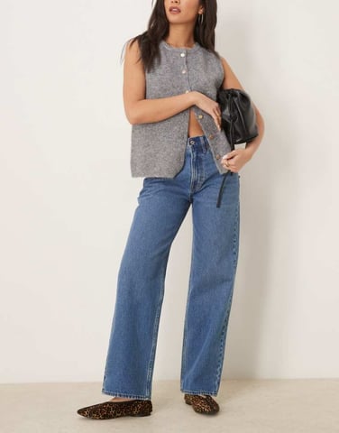Abercrombie & Fitch mid rise slouchy fit jeans i mörk tvätt